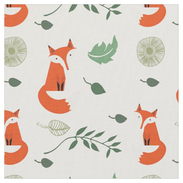 Woodland Foxes Fabric (Close Up)