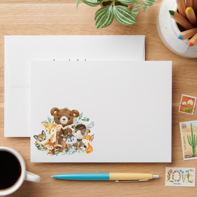 Woodland Friends Baby Shower Envelope (Desk)