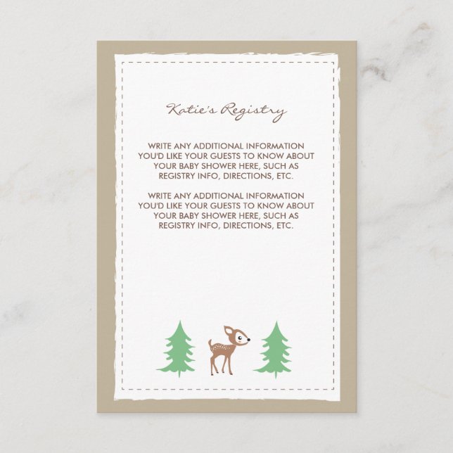 Woodland Friends Baby Shower Insert Card (Front)