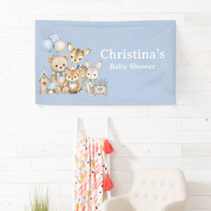 Woodland Friends Boy Baby Shower Banner