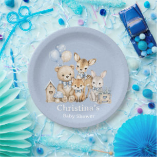 Woodland Friends Boy Baby Shower Paper Plate