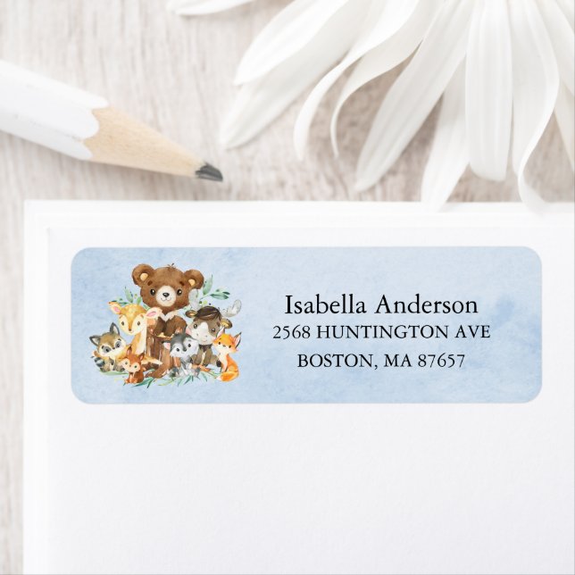 Woodland friends Boys Baby Shower Return Address   (Insitu)