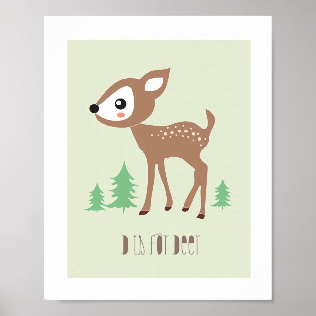 Woodland Friends - D is for Deer Art Print (Front)