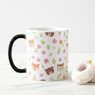 Woodland Friends & Flowers Seamless Pattern   Cute Magic Mug