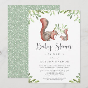 Woodland Friends Red Squirrel Baby Shower by Mail Invitation