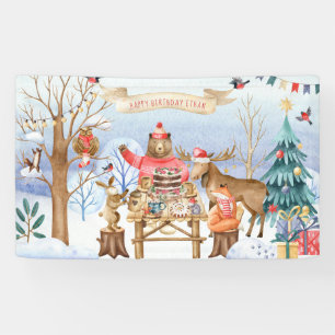 Woodland Friends Winter Birthday Party Welcome Banner