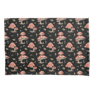 Woodland Frogs & Fly Agaric Mushrooms Watercolor Pillowcase