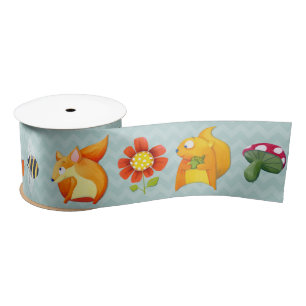 Woodland Fun aqua 3" Wide Satin Ribbon