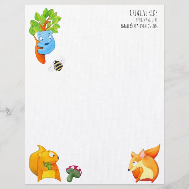 Woodland Fun Customizable Letterhead (Front)