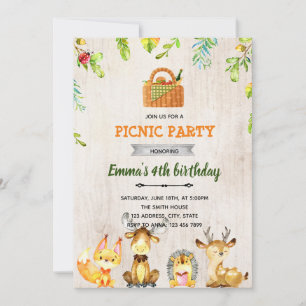 Woodland fun picnic party invitation