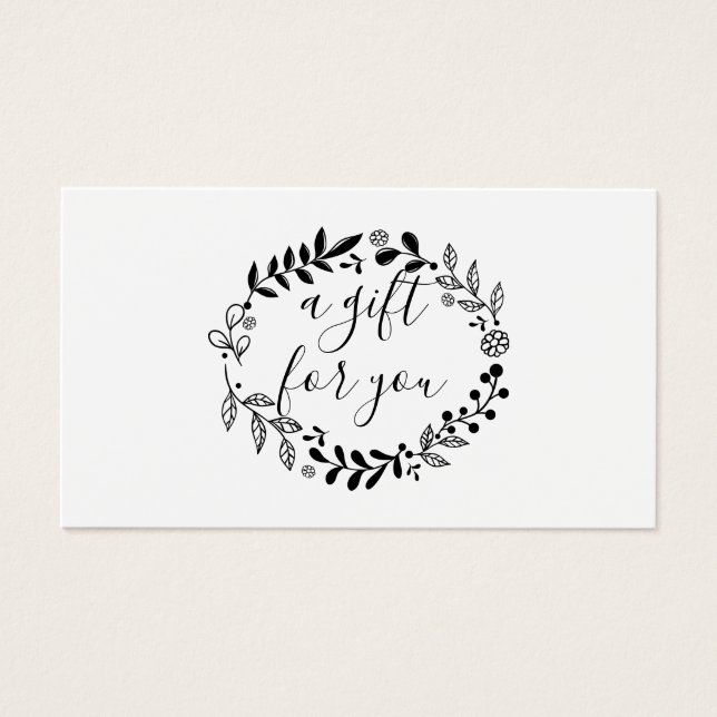 Woodland Garland Certificat cadeau noir et blanc (Devant)