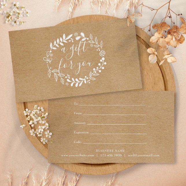 Woodland Garland Rustic Kraft Certificat cadeau (Woodland Garland Rustic Kraft Gift Certificate)