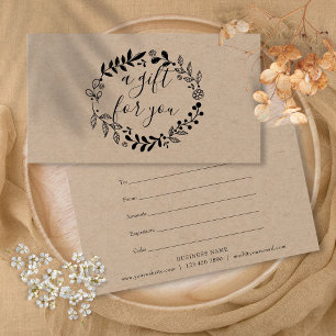 Woodland Garland Rustic Kraft Gift Certificate