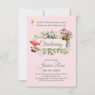 Woodland Girls Christening Invites Baptism 