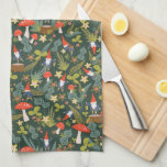 Woodland Gnomes Kitchen Towel<br><div class="desc">Whimsical green and red woodland themed pattern designed by Shelby Allison featuring tiny gnome characters,  mushrooms,  flowers and foliage.</div>