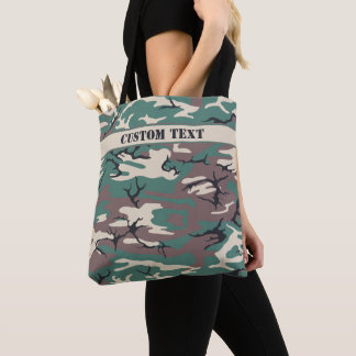 Woodland Green Camo Tote Bag w/ Text
