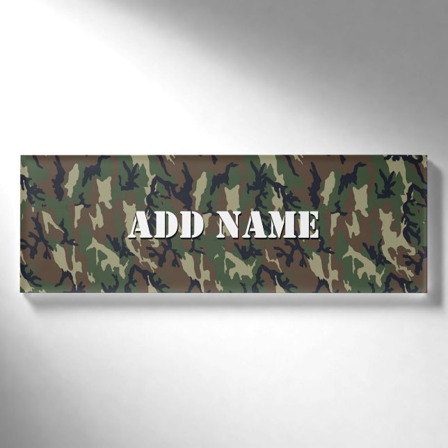 Woodland Green Camouflage  Pattern Name Tag (Front)