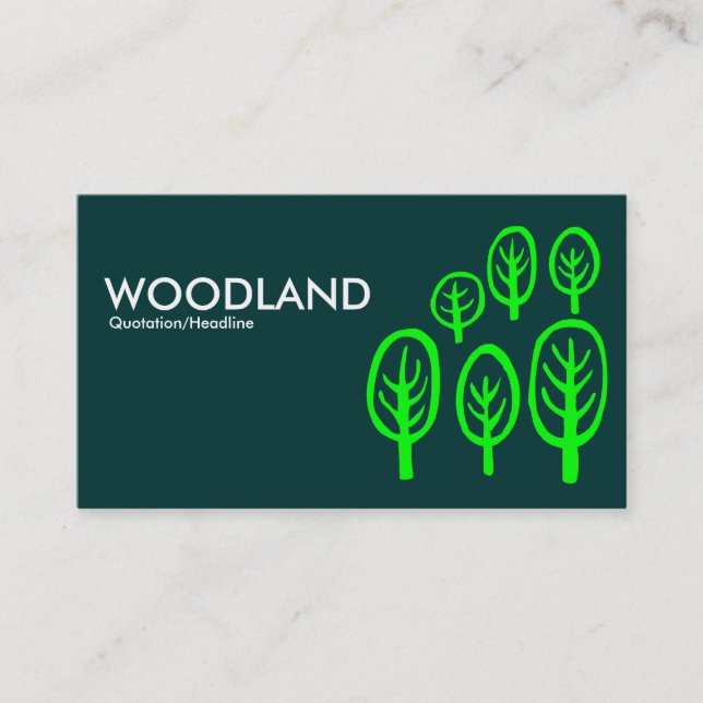 Woodland - Green on Dark Teal Green Business Card (Front)