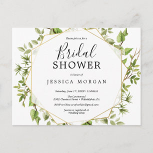 Woodland Greenery Bridal Shower Invitation Postcard