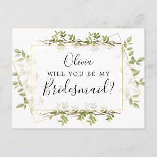 Woodland Greenery Bridesmaid Proposal Card