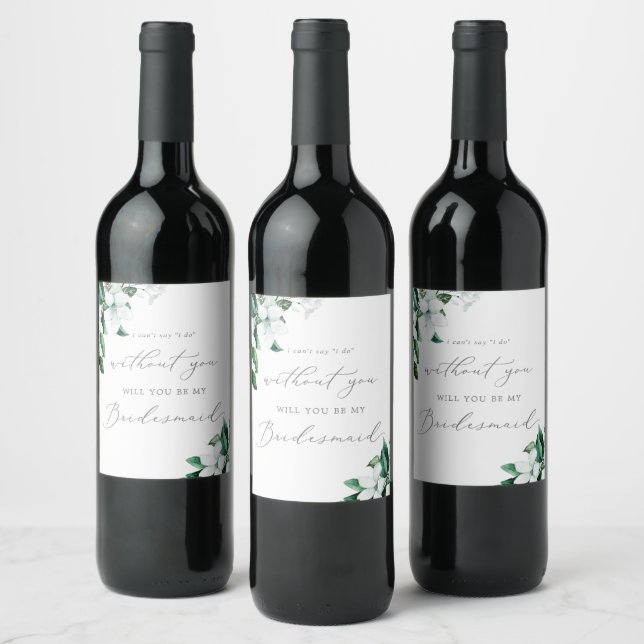 Woodland Greenery Bridesmaid Proposal Wine Label (Bottles)