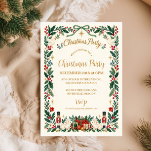 Woodland Greenery Christmas Party Invitation