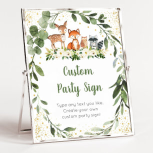Woodland Greenery Editable Baby Shower Sign