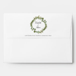 Woodland Greenery Foliage Wedding Return Address Envelope