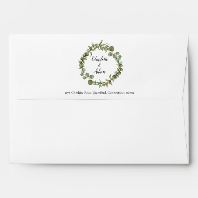 Woodland Greenery Foliage Wedding Return Address Envelope (Back (Top Flap))