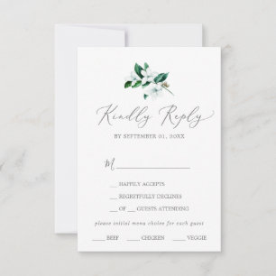 Woodland Greenery Menu Choice RSVP Card