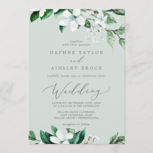 Woodland Greenery Mint Green Wedding Invitation