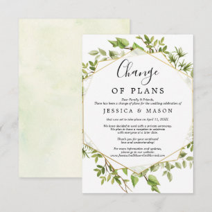 Woodland Greenery Wedding Postponed Announcement