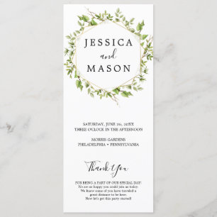 Woodland Greenery Wedding Program