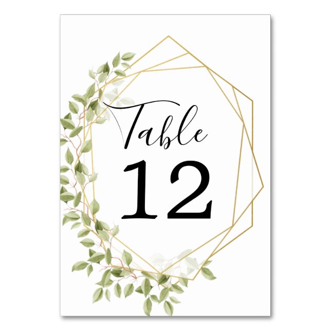 Woodland Greenery Wedding Table Numbers (Front)