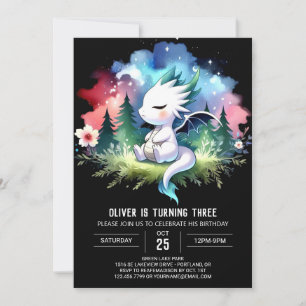 Woodland Happy Dragon Birthday Invitation