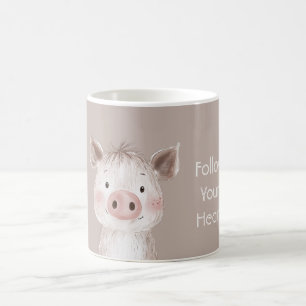 Woodland Happy Pink Pig Coffee Mug