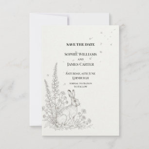 Woodland Hare Botanical Wedding Save The Date