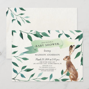 Woodland Hare Neutral Baby Shower Invitation