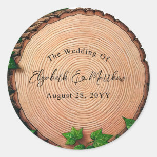 Woodland Harmony: Woodslice & Greenery Wedding Classic Round Sticker