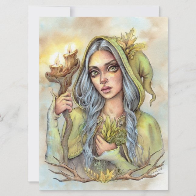Woodland Healer Fantasy Fae Enchantress Art Card (Front)