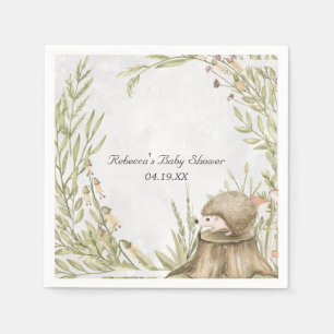 Woodland Hedgehog Baby Shower Personalized Napkin