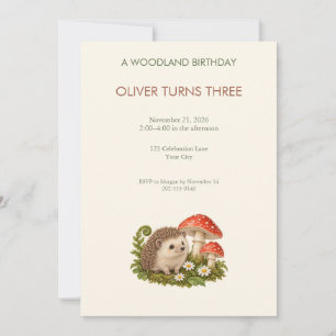 Woodland Hedgehog Birthday Party Invitation