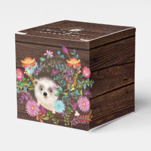 Woodland Hedgehog Favours Box Rustic Wood Square