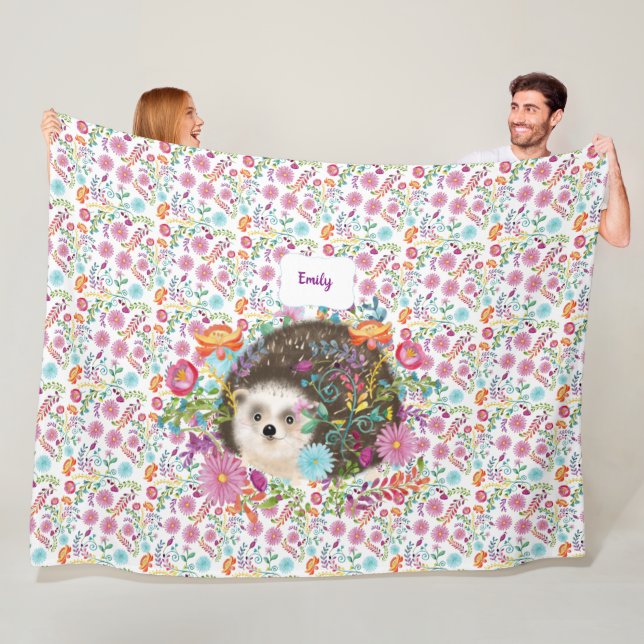 Woodland Hedgehog Folk Flowers Named Blanket (In Situ)