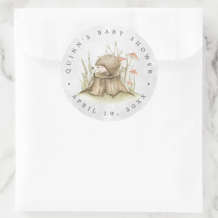 Woodland Hedgehog   Forest Baby Shower Favour Classic Round Sticker