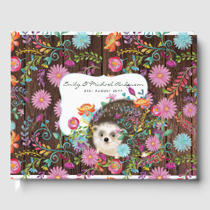 Woodland Hedgehog Guest Book Rustic Cute