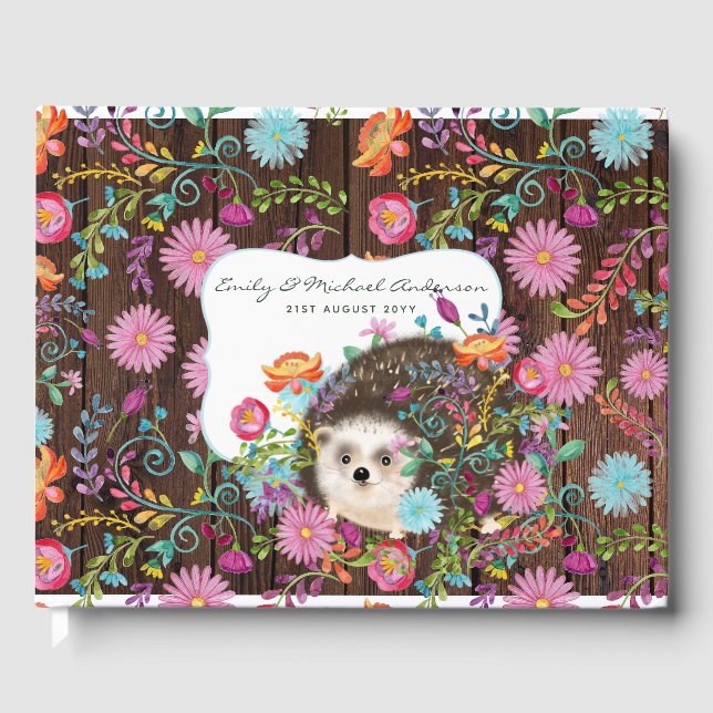 Woodland Hedgehog Livre d'invité Rustic Cute (Recto)