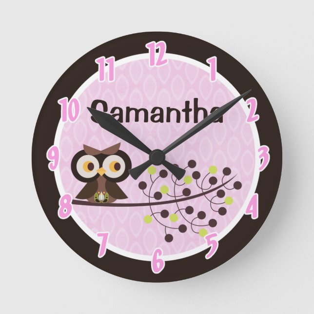 Woodland Hoot Owl Forest Animal Personalized Clock (Front)
