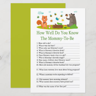 Woodland How well do you know baby shower game