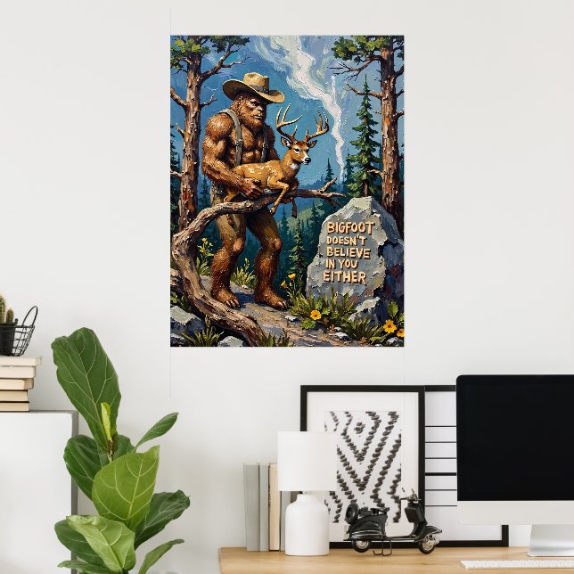Woodland Humour: Bigfoot's Iconic Sign (Home Office)